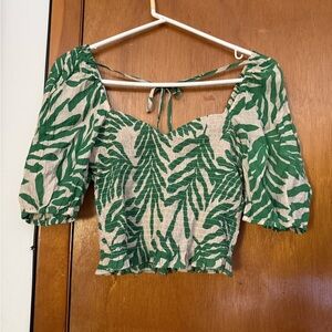 H&M Green Leaf Pattern Blouse